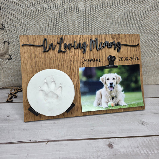 Clay Paw Print and Picture Frame Memorial