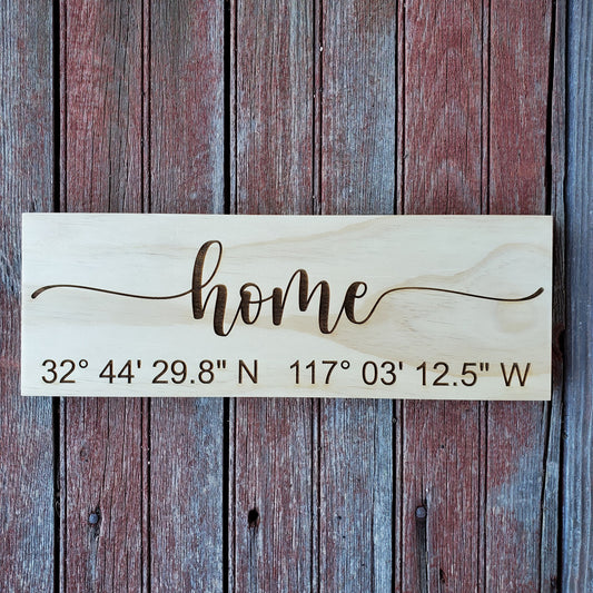 Home Coordinates Sign | Custom Sign | Custom Wood Sign | Laser Engraved Sign | Housewarming Gift