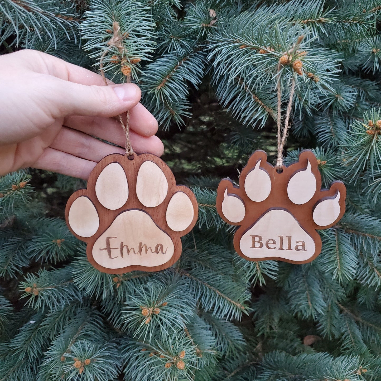 Dog and Cat Ornament | Pet Name Ornament | Christmas Ornaments | Laser Engraved Ornaments | Pet Ornaments