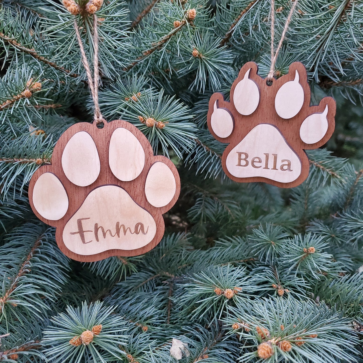 Dog and Cat Ornament | Pet Name Ornament | Christmas Ornaments | Laser Engraved Ornaments | Pet Ornaments