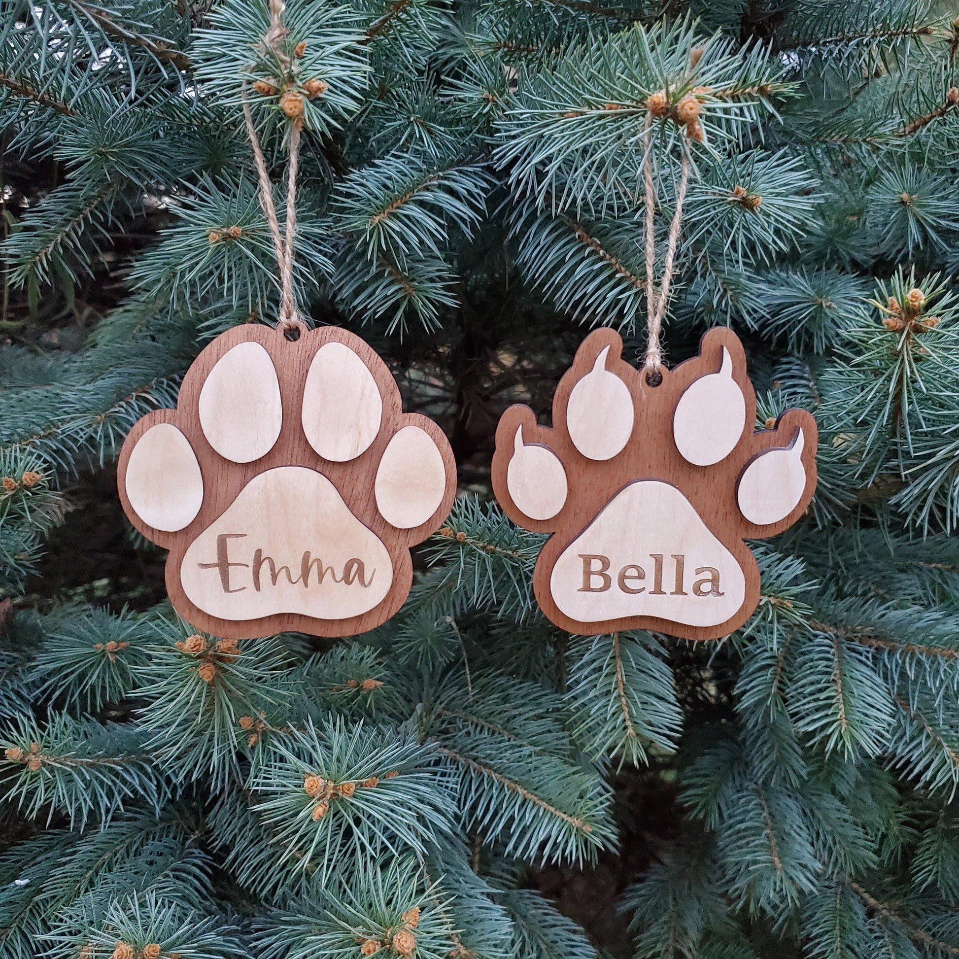 Dog and Cat Ornament | Pet Name Ornament | Christmas Ornaments | Laser Engraved Ornaments | Pet Ornaments