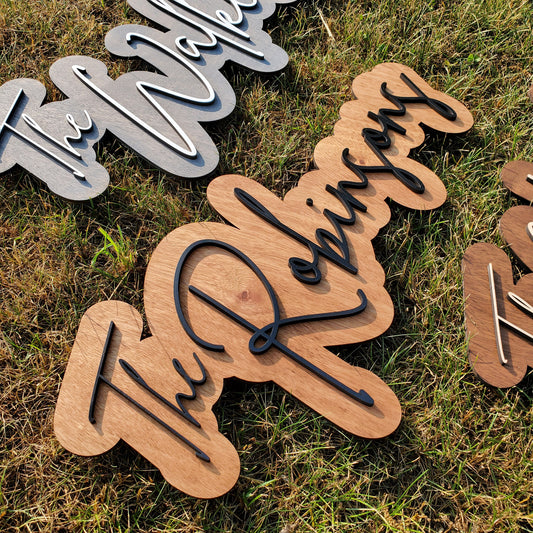 Layered Name Sign | Custom Wood Sign | Family Name Sign | Wood Cut Out | Last Name Sign | Laser Cut Sign