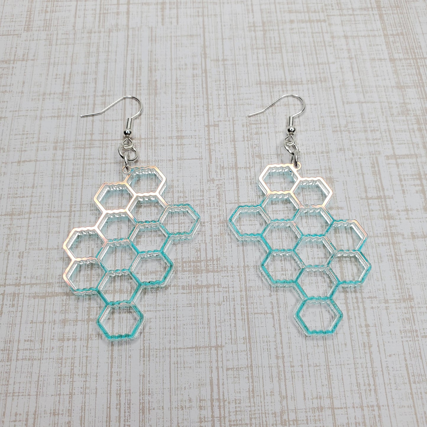 Honeycomb Earrings | Iridescent Earrings | Bee Pattern Earrings | Hypoallergenic Earrings | Earrings | Drop Earrings