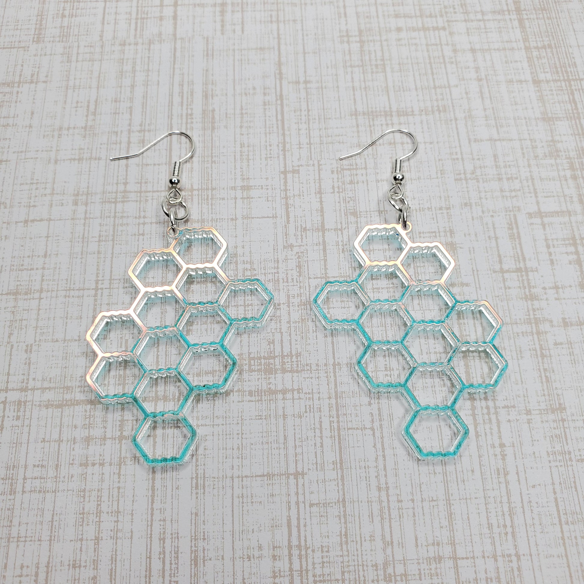 Honeycomb Earrings | Iridescent Earrings | Bee Pattern Earrings | Hypoallergenic Earrings | Earrings | Drop Earrings