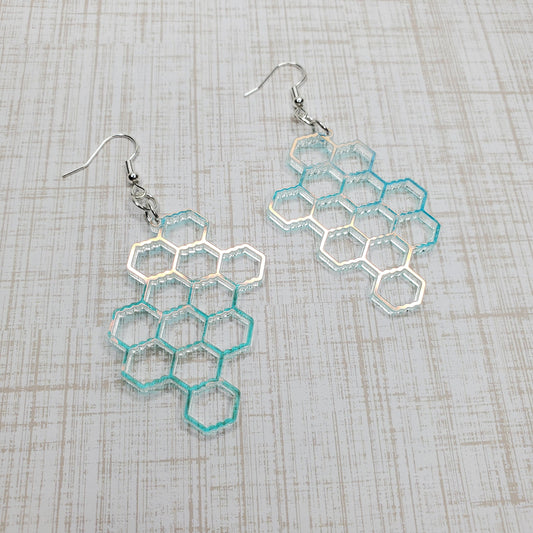 Honeycomb Earrings | Iridescent Earrings | Bee Pattern Earrings | Hypoallergenic Earrings | Earrings | Drop Earrings