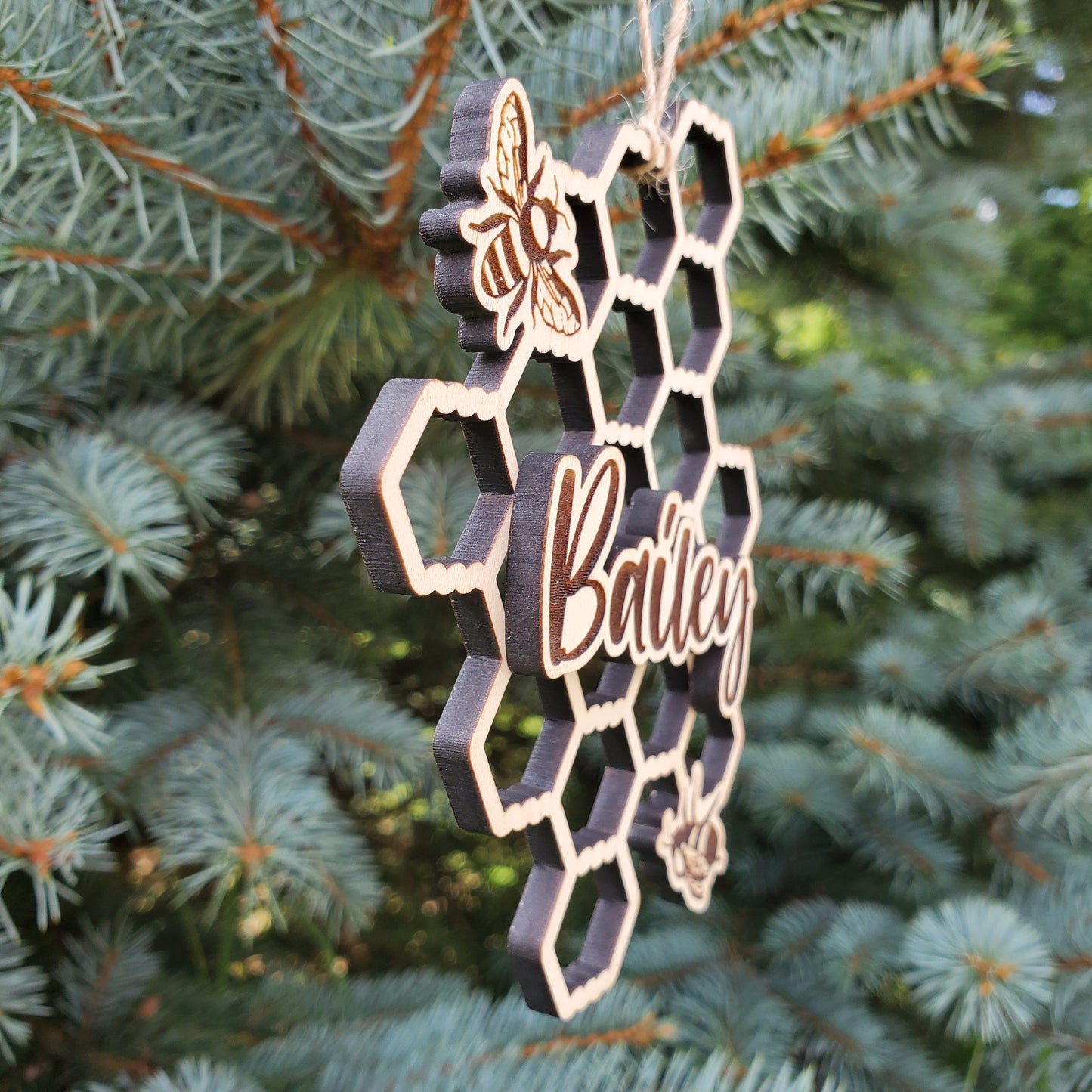 Honeycomb Ornament | Name Ornament | Christmas Ornaments | Bee Ornament | Personalized Name Ornament