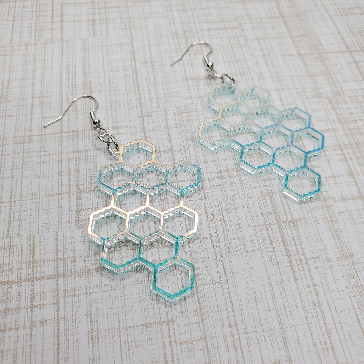 Honeycomb Earrings | Iridescent Earrings | Bee Pattern Earrings | Hypoallergenic Earrings | Earrings | Drop Earrings