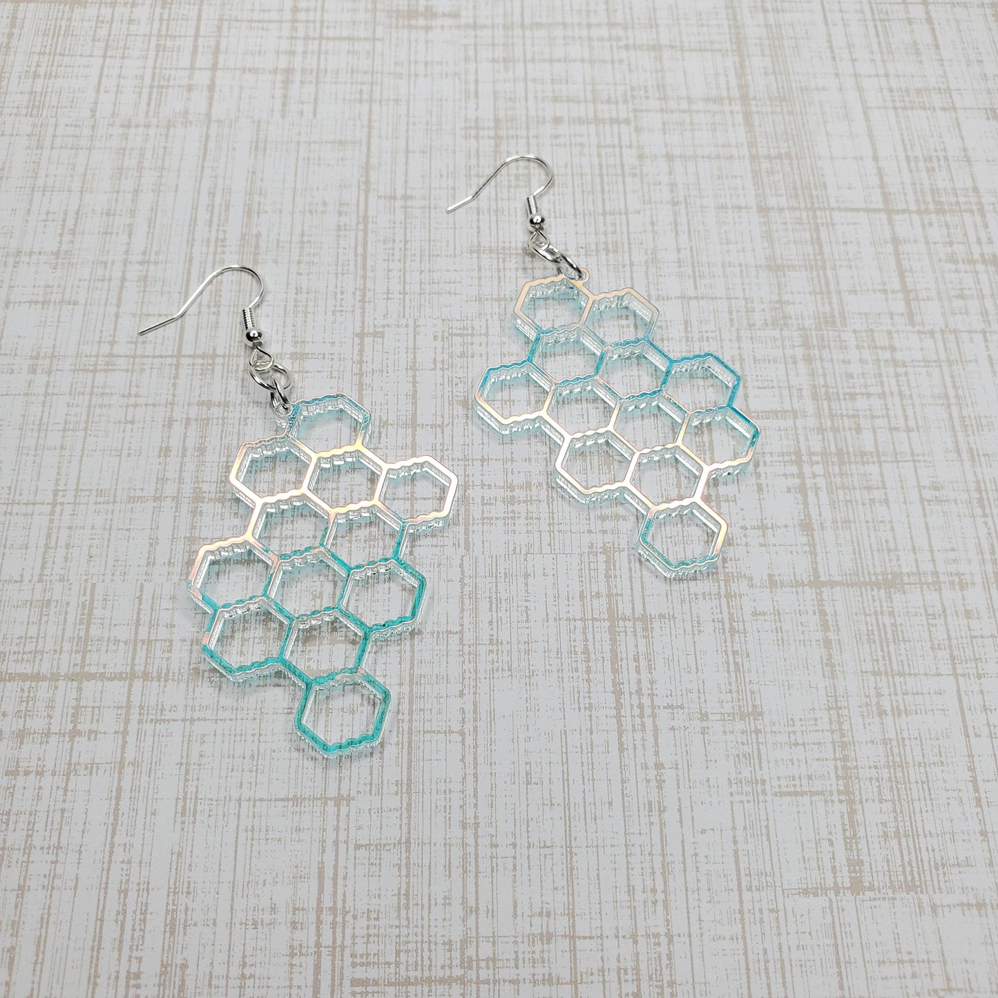 Honeycomb Earrings | Iridescent Earrings | Bee Pattern Earrings | Hypoallergenic Earrings | Earrings | Drop Earrings