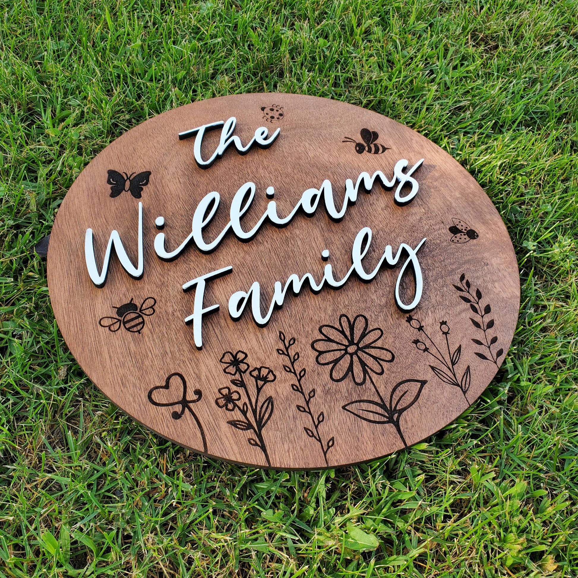 Family Name Sign | Custom Wood Sign | Housewarming Gift | Wildflowers Sign | Wood Sign