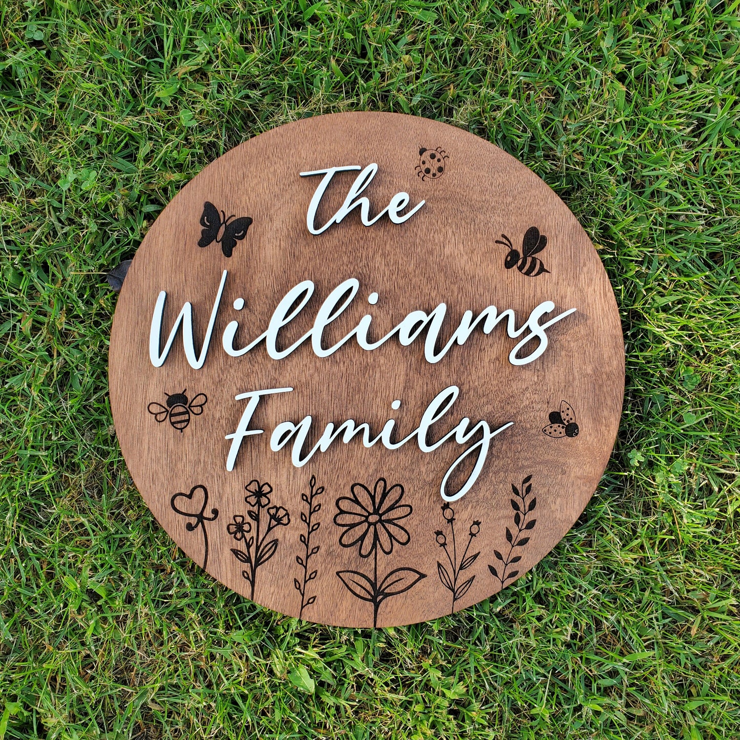 Family Name Sign | Custom Wood Sign | Housewarming Gift | Wildflowers Sign | Wood Sign