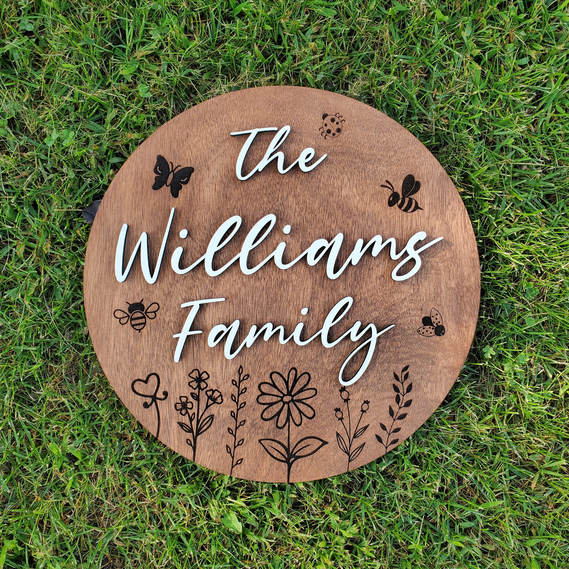 Family Name Sign | Custom Wood Sign | Housewarming Gift | Wildflowers Sign | Wood Sign