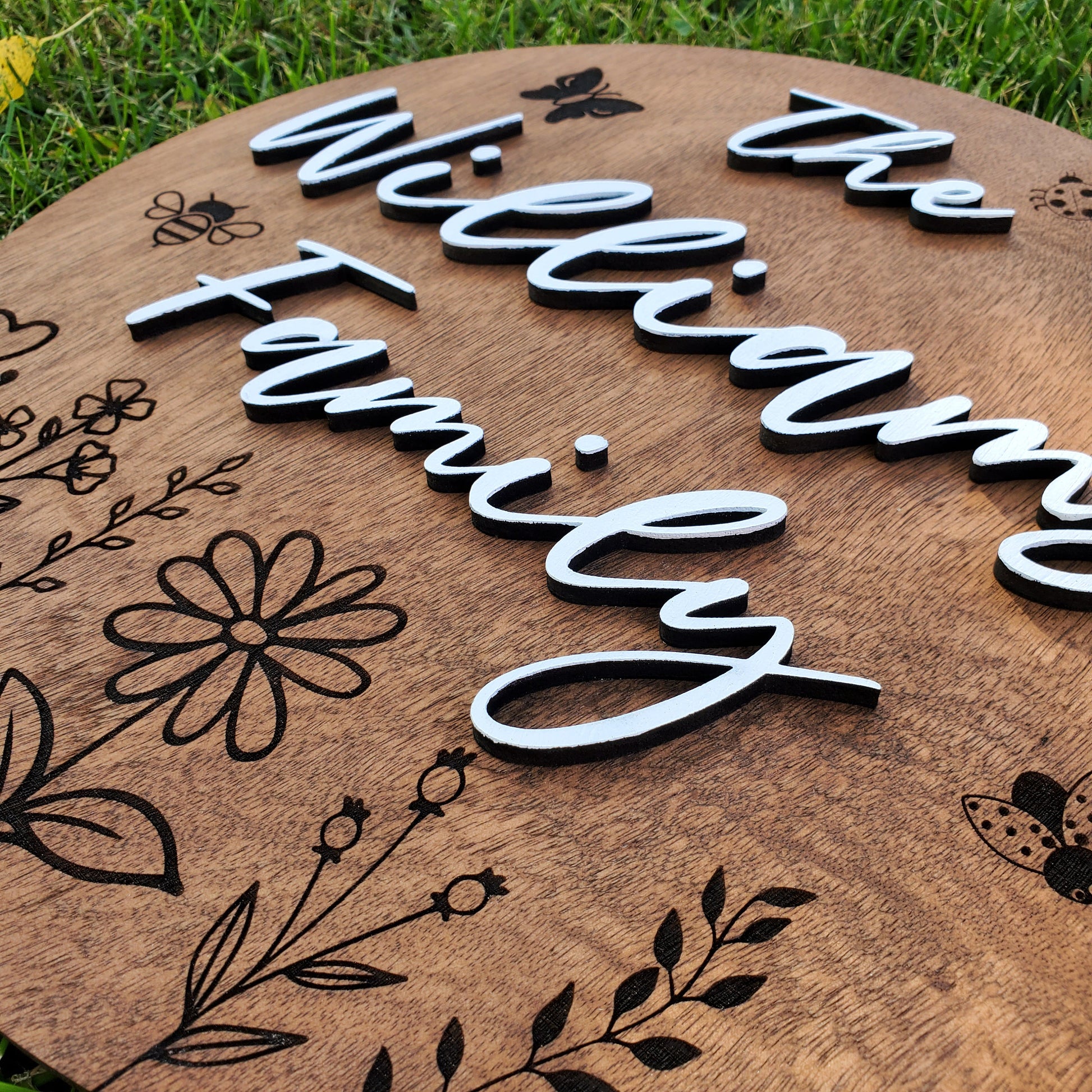 Family Name Sign | Custom Wood Sign | Housewarming Gift | Wildflowers Sign | Wood Sign