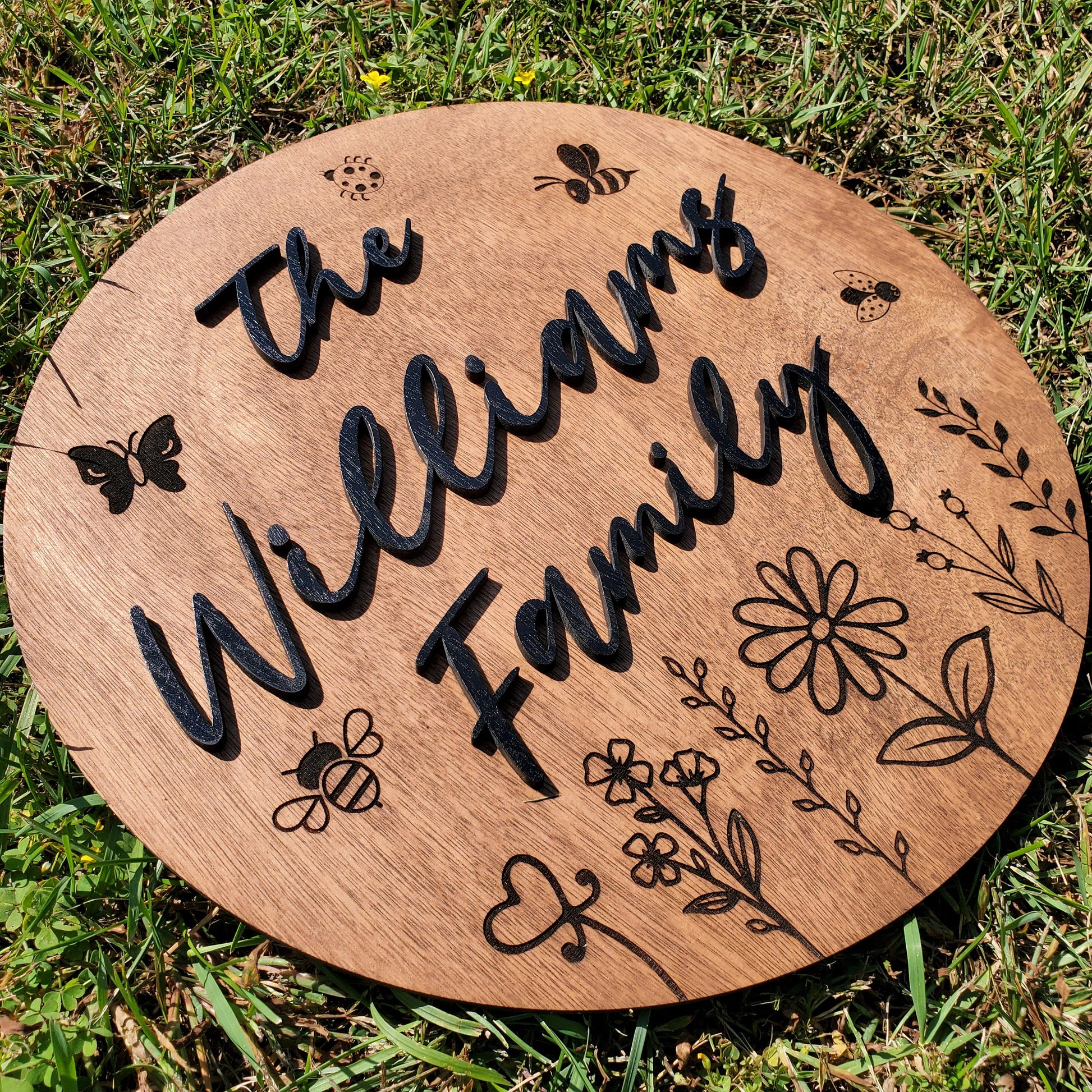 Family Name Sign | Custom Wood Sign | Housewarming Gift | Wildflowers Sign | Wood Sign