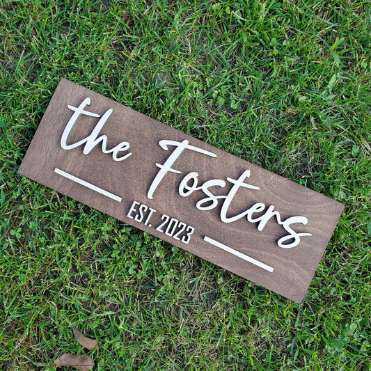 Custom Sign | Established Sign | Family Last Name Sign | Custom Wood Sign | 3D Laser Cut Sign | Wedding Gift | Wood Sign