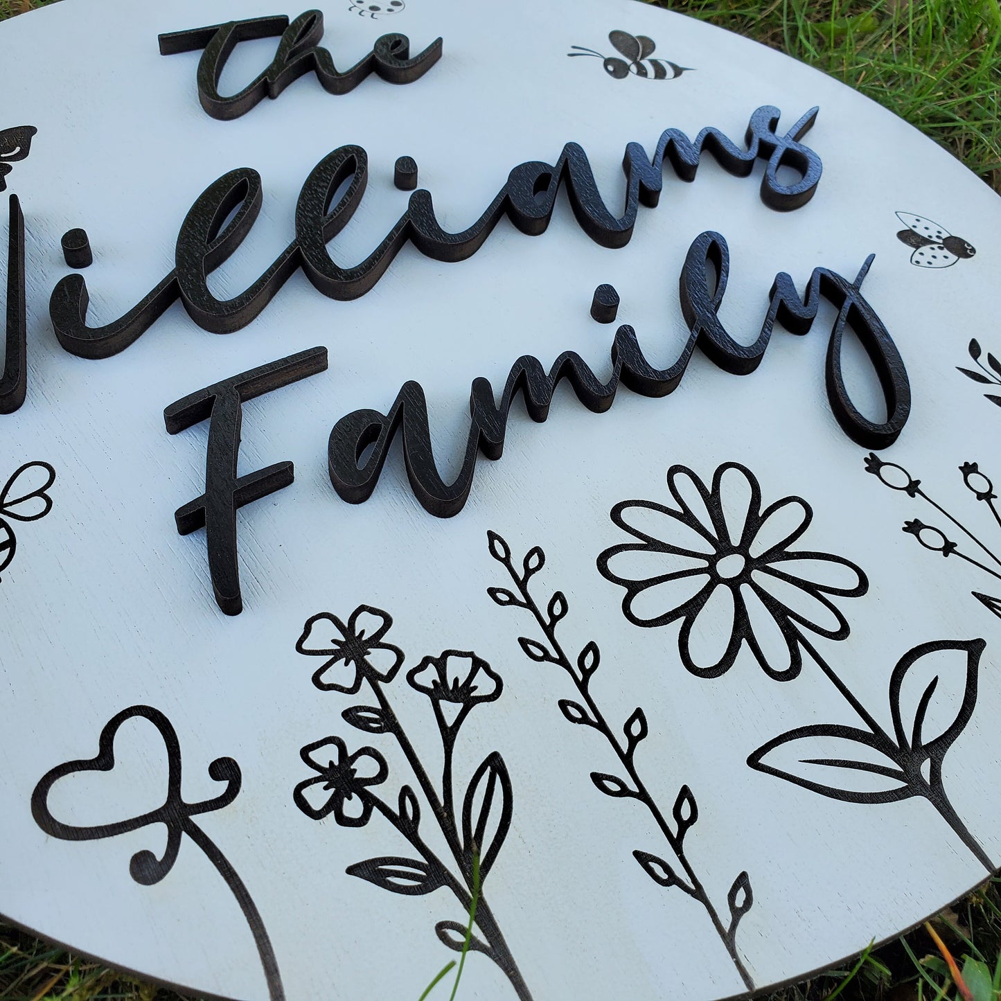 Family Name Sign | Custom Wood Sign | Housewarming Gift | Wildflowers Sign | Wood Sign