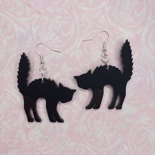 Scared Cat Earrings | Fall Earrings | Hypoallergenic Earrings | Halloween Earrings | Drop Earrings