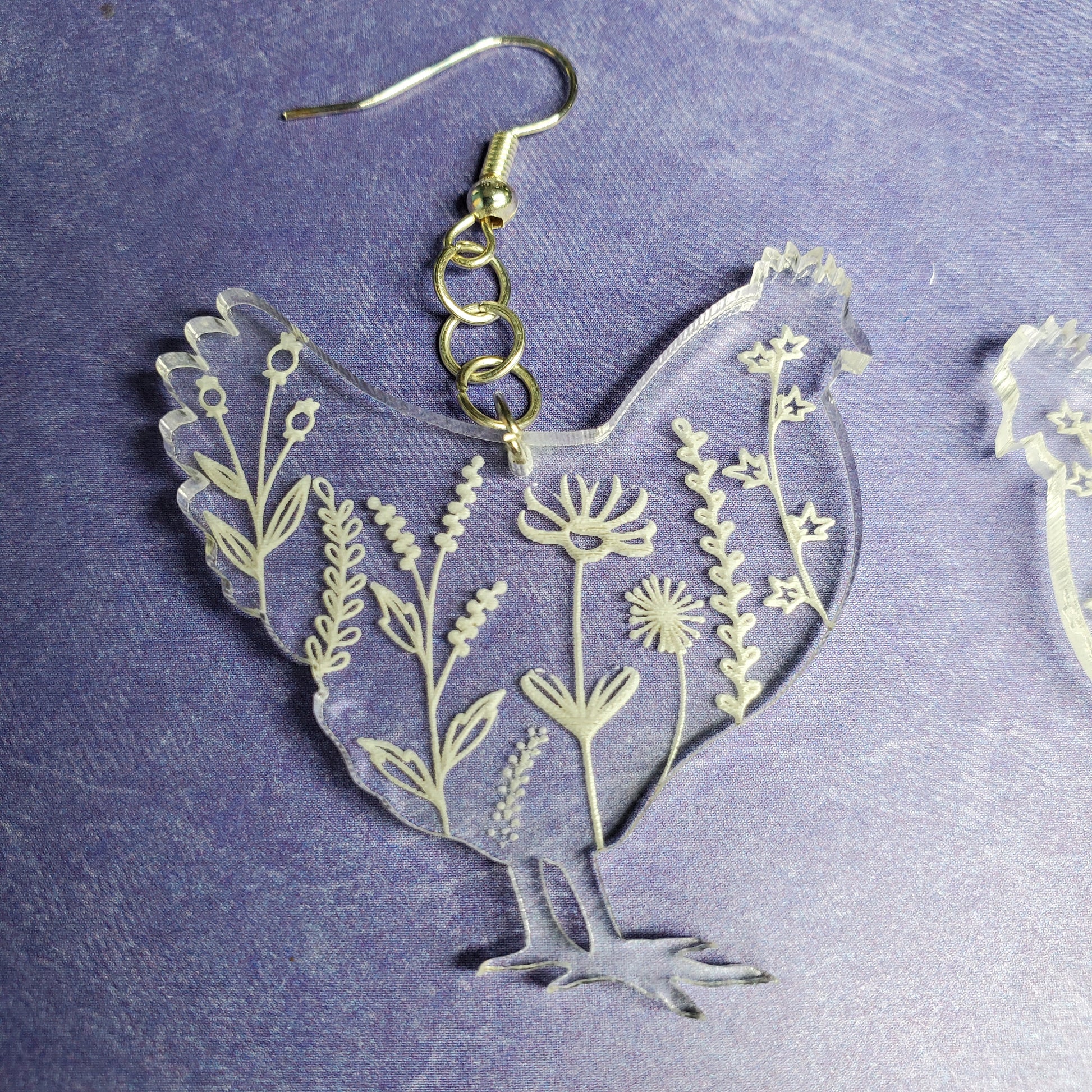 Chicken Earrings | Wildflower Earrings | Acrylic Earrings | Hypoallergenic Earrings | Dangle Earrings | Drop Earrings