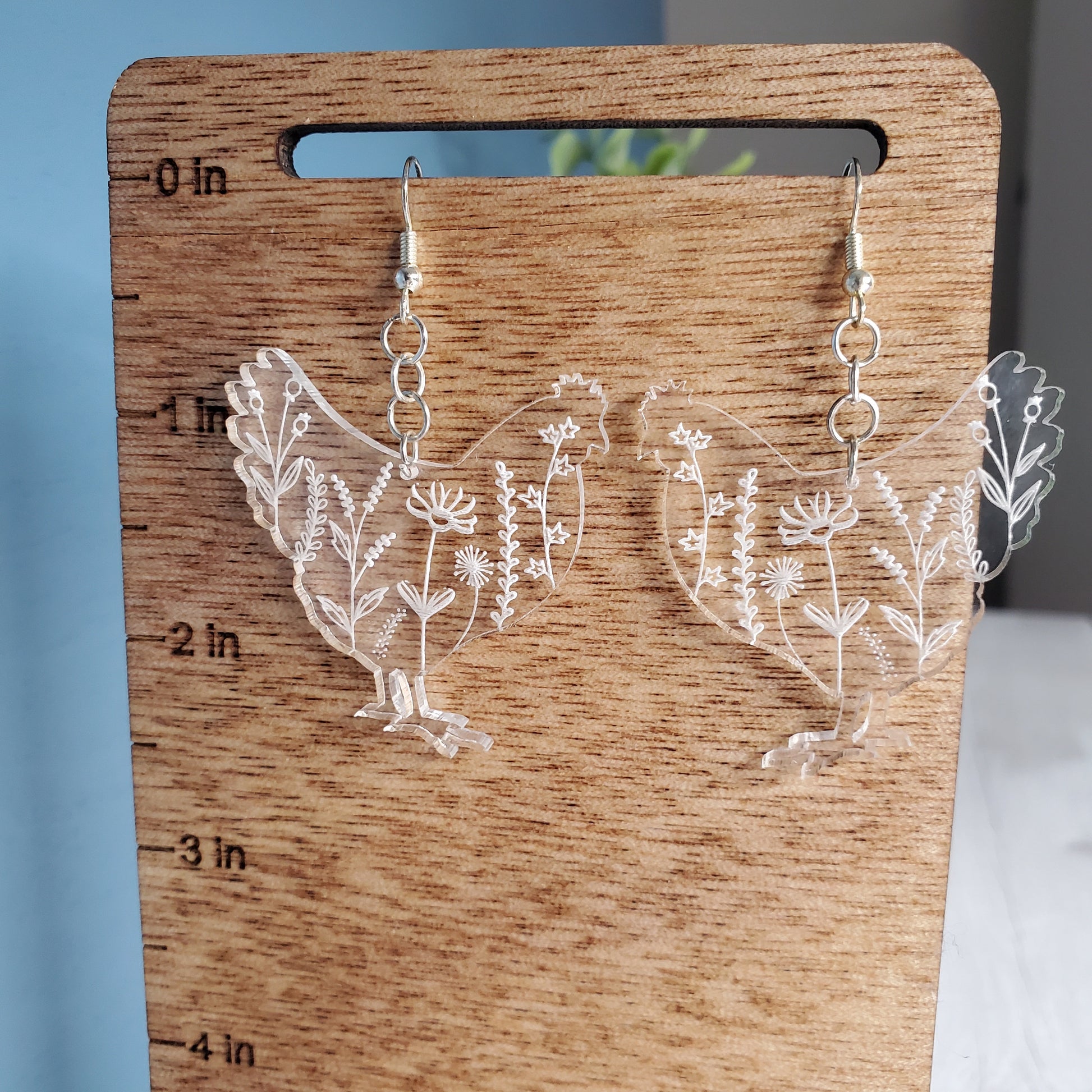 Chicken Earrings | Wildflower Earrings | Acrylic Earrings | Hypoallergenic Earrings | Dangle Earrings | Drop Earrings