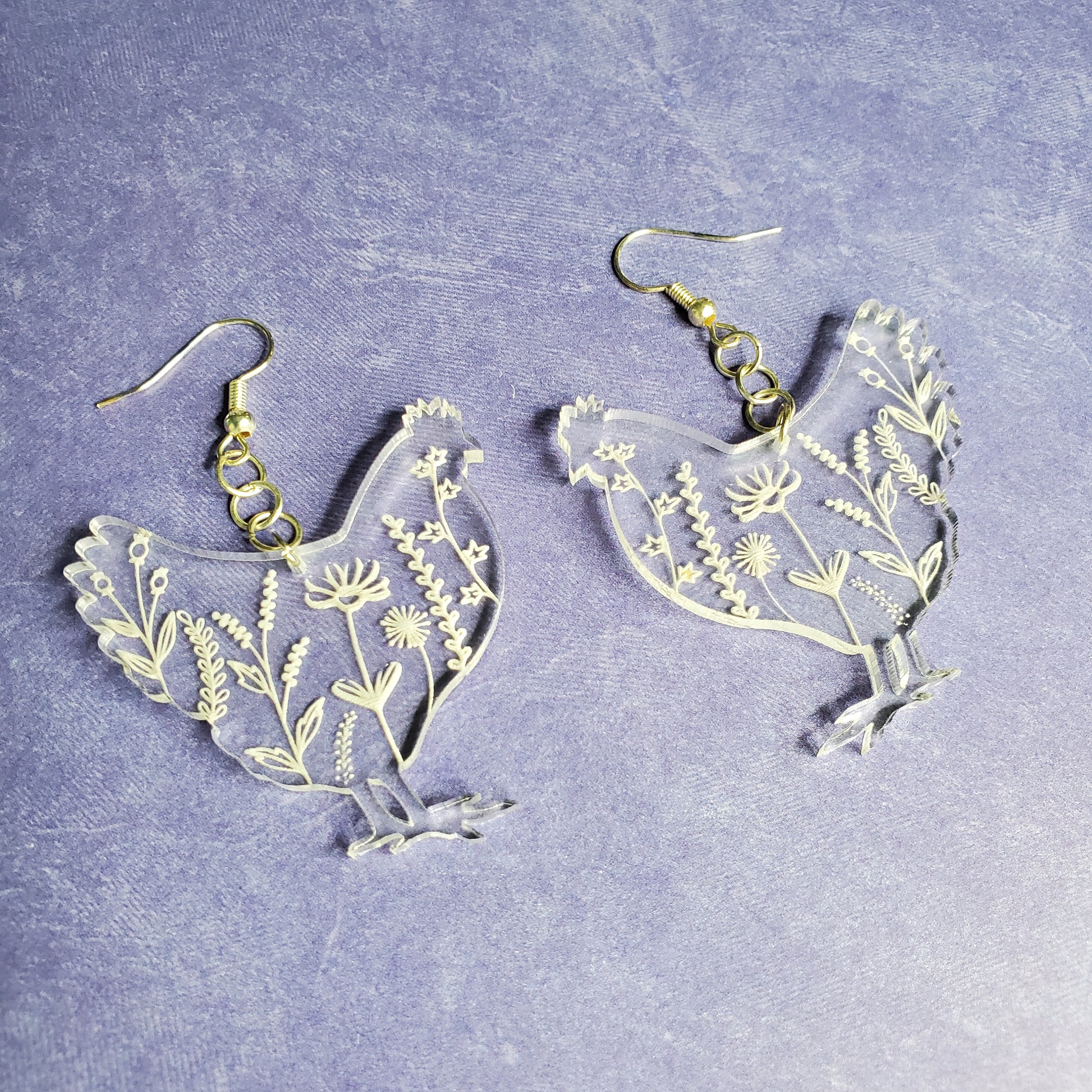 Chicken Earrings | Wildflower Earrings | Acrylic Earrings | Hypoallergenic Earrings | Dangle Earrings | Drop Earrings