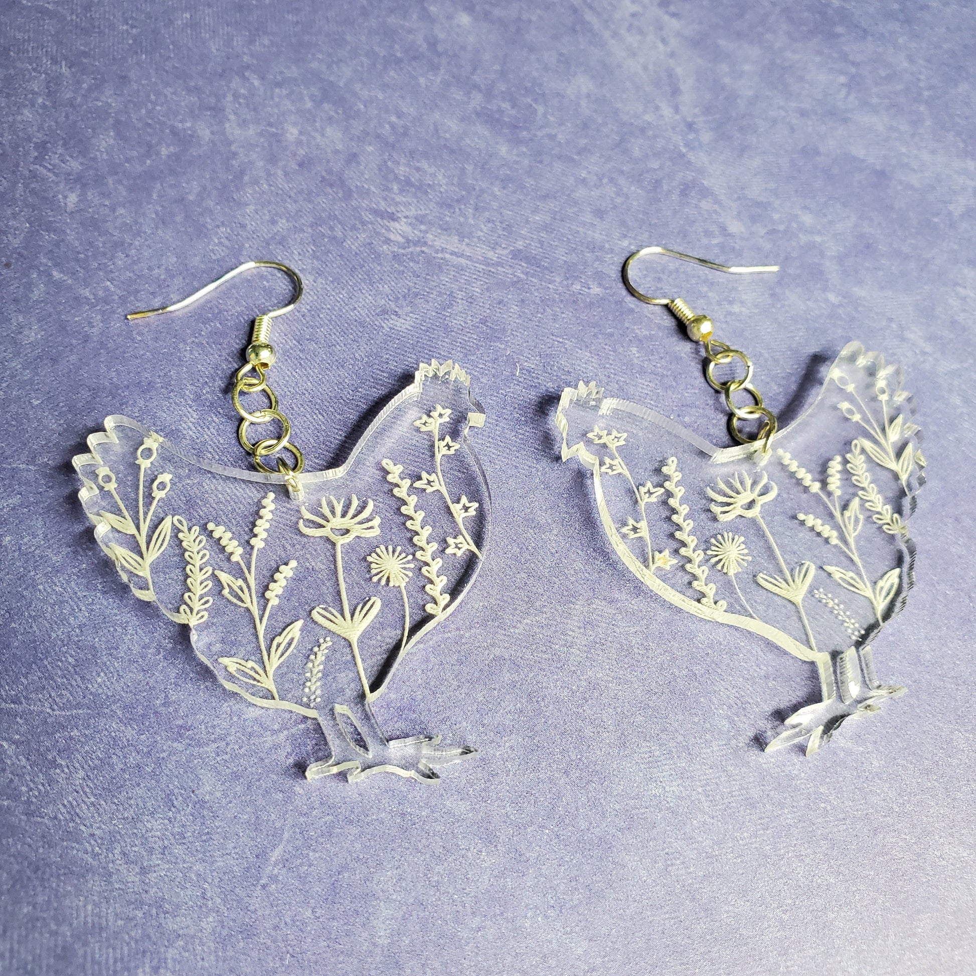 Chicken Earrings | Wildflower Earrings | Acrylic Earrings | Hypoallergenic Earrings | Dangle Earrings | Drop Earrings