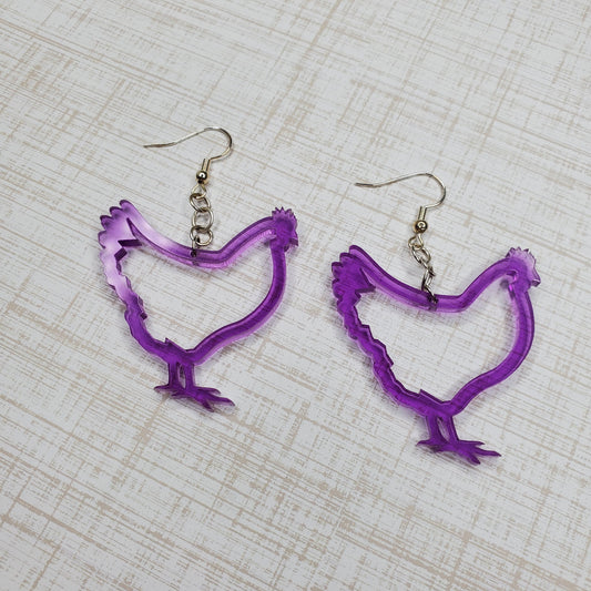 Chicken Earrings | Acrylic Earrings | Hypoallergenic Earrings | Dangle Earrings | Drop Earrings