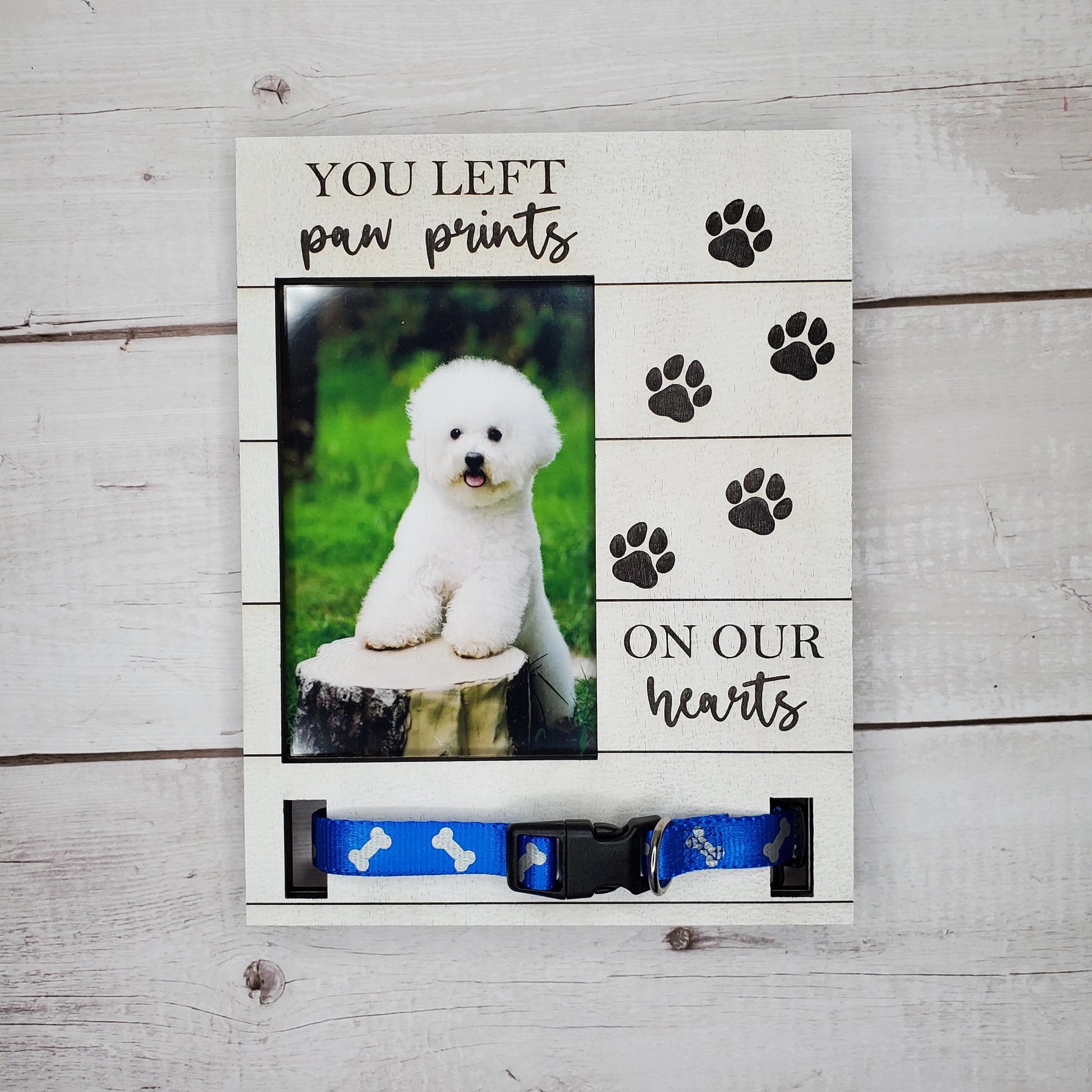 Dog Paw Print Collar Frame | Dog Paw Memorial Picture frame | Dog Collar Holder Frame
