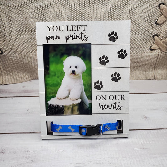 Dog Paw Print Collar Frame | Dog Paw Memorial Picture frame | Dog Collar Holder Frame