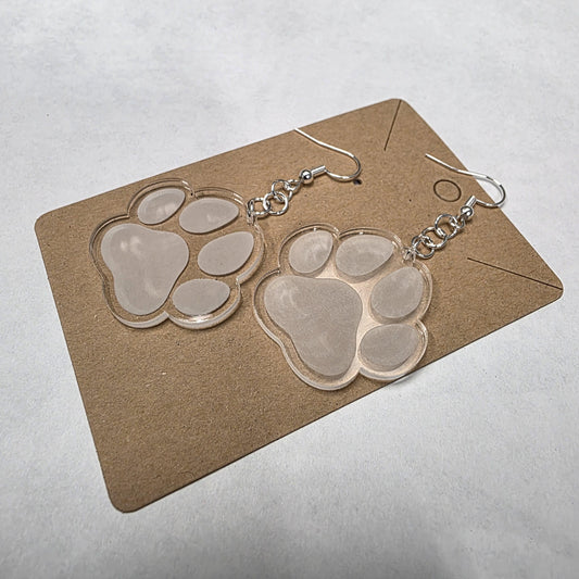 Dog Paw Print Engraved Earrings | Dangle Earrings | Hypoallergenic